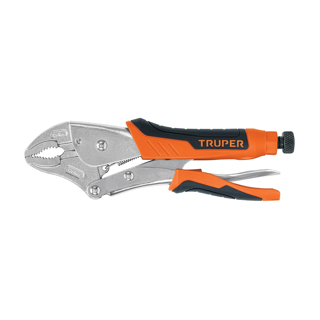 Alicate de presion 10" mordaza curva mango de vinil, Truper