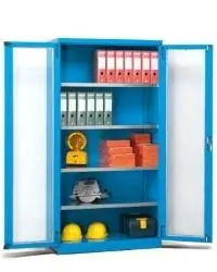 Armario Metalico AZUL | 4 planos puertas transparentes 1023x555x2000h, Storage Compat