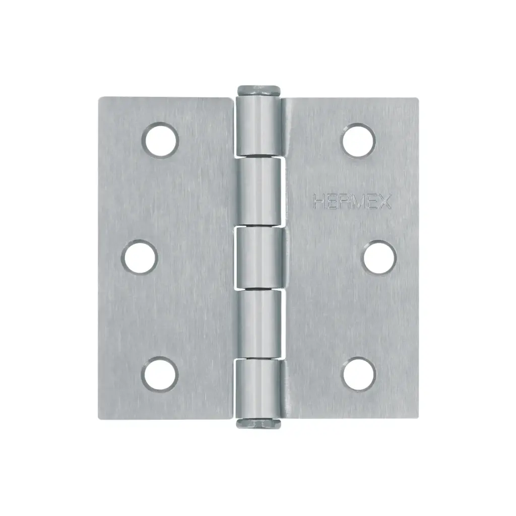 Bisagra cuadrada 2-1/2", acero cromo mate, plana, Hermex