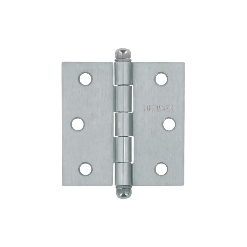 Bisagra cuadrada 2-1/2", acero cromo mate, redonda, Hermex