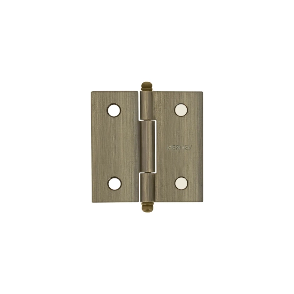 Bisagra cuadrada 2-1/2", acero latonado antiguo, redonda, Hermex