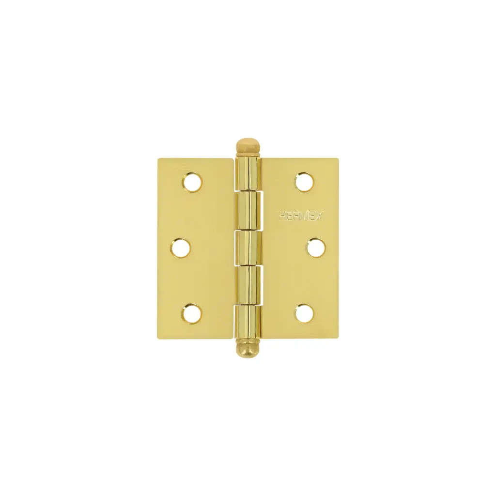 Bisagra cuadrada 2-1/2", acero latonado, redonda, Hermex