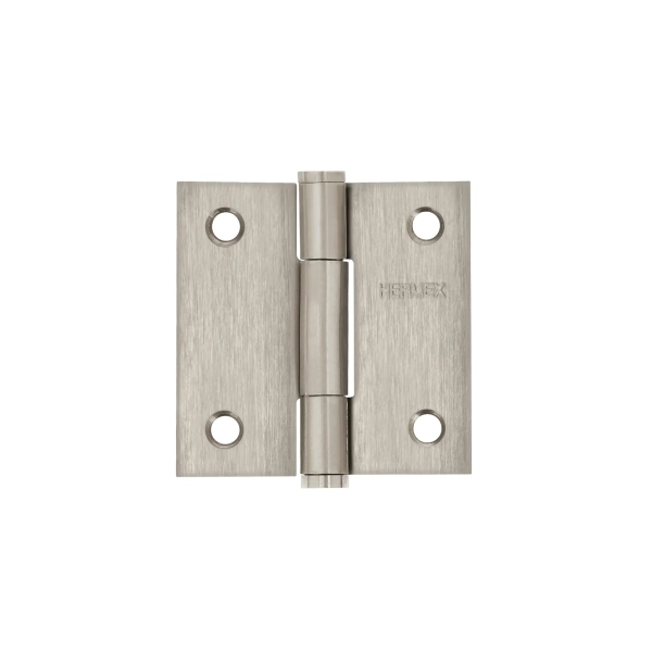 Bisagra cuadrada 2", acero cromo mate, plana, Hermex