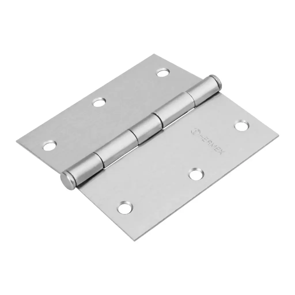 Bisagra cuadrada 3-1/2", acero cromo mate, plana, Hermex Basic