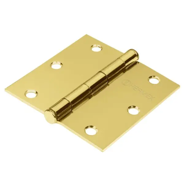 Bisagra cuadrada 3-1/2", acero latonado, plana, Hermex