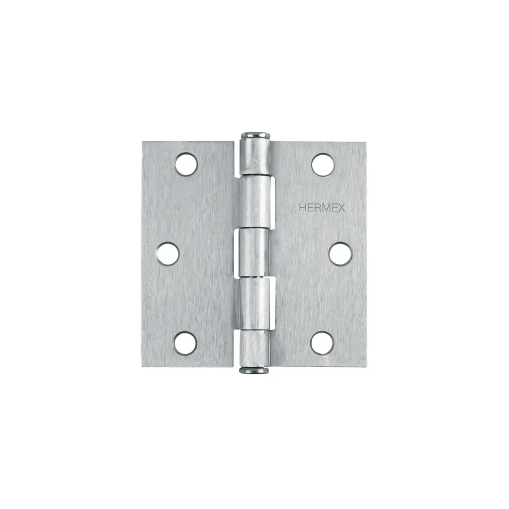 Bisagra cuadrada 3", acero cromo mate, plana, Hermex