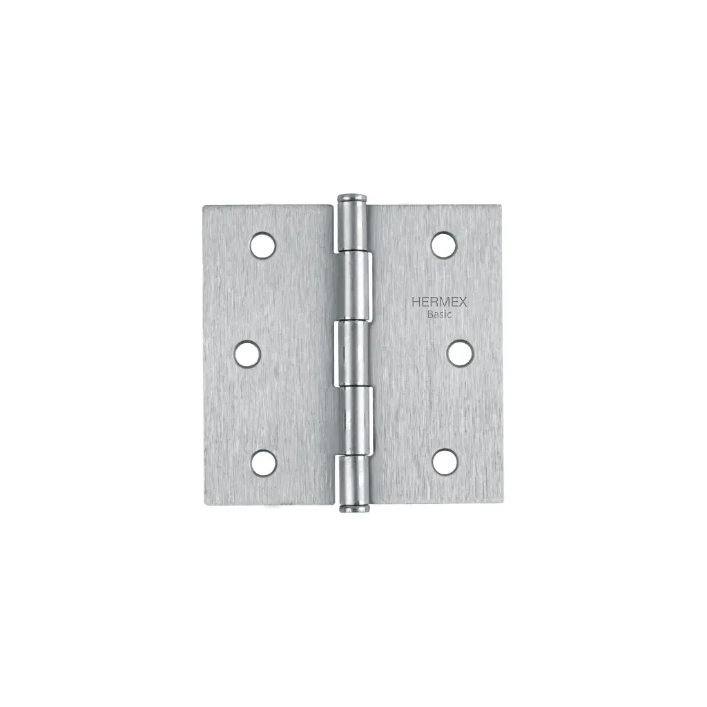 Bisagra cuadrada 3", acero cromo mate, plana, Hermex Basic