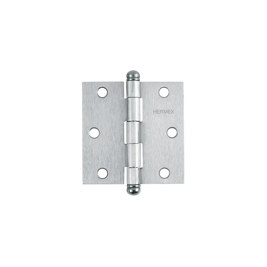 Bisagra cuadrada 3", acero cromo mate, redonda, Hermex