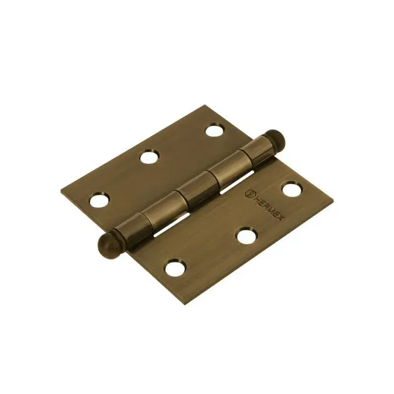 Bisagra cuadrada 3", acero latonado antiguo, redonda, Hermex
