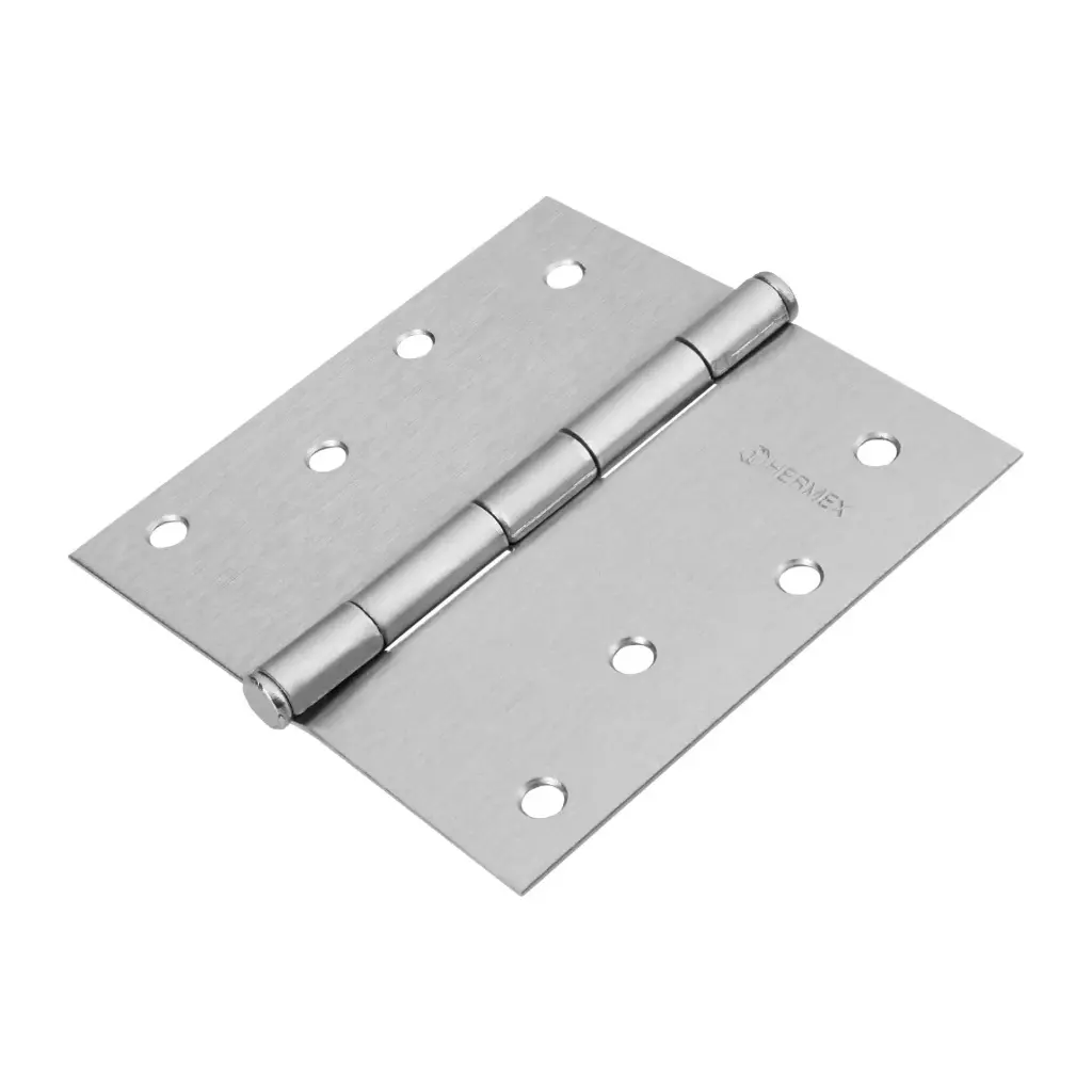 Bisagra cuadrada 4", acero cromo mate, plana, Hermex Basic