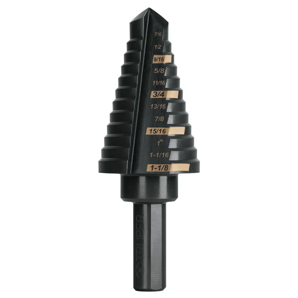 Broca escalonada óxido negro 12 escalones 7/16” – 1-1/8”, Truper