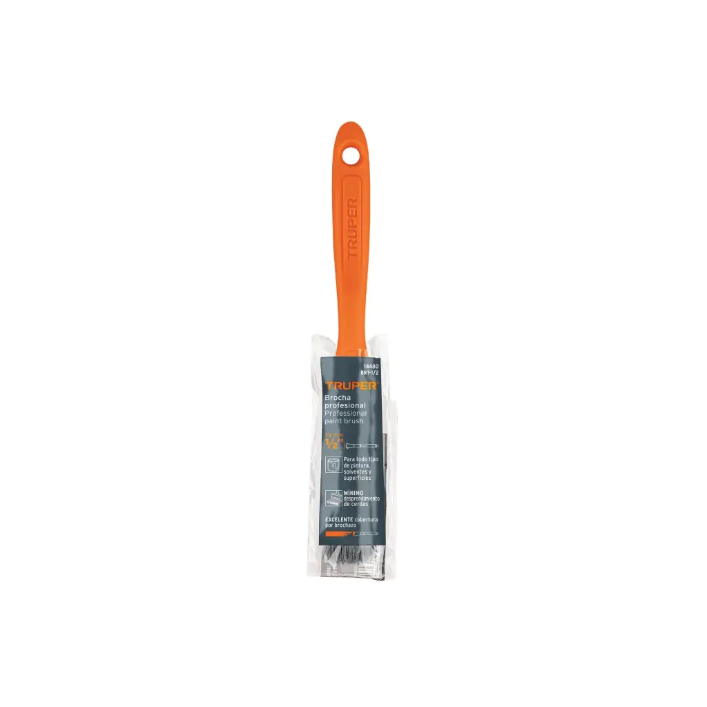 Brocha profesional mango plastico 100% cerda natural 1/2", Truper