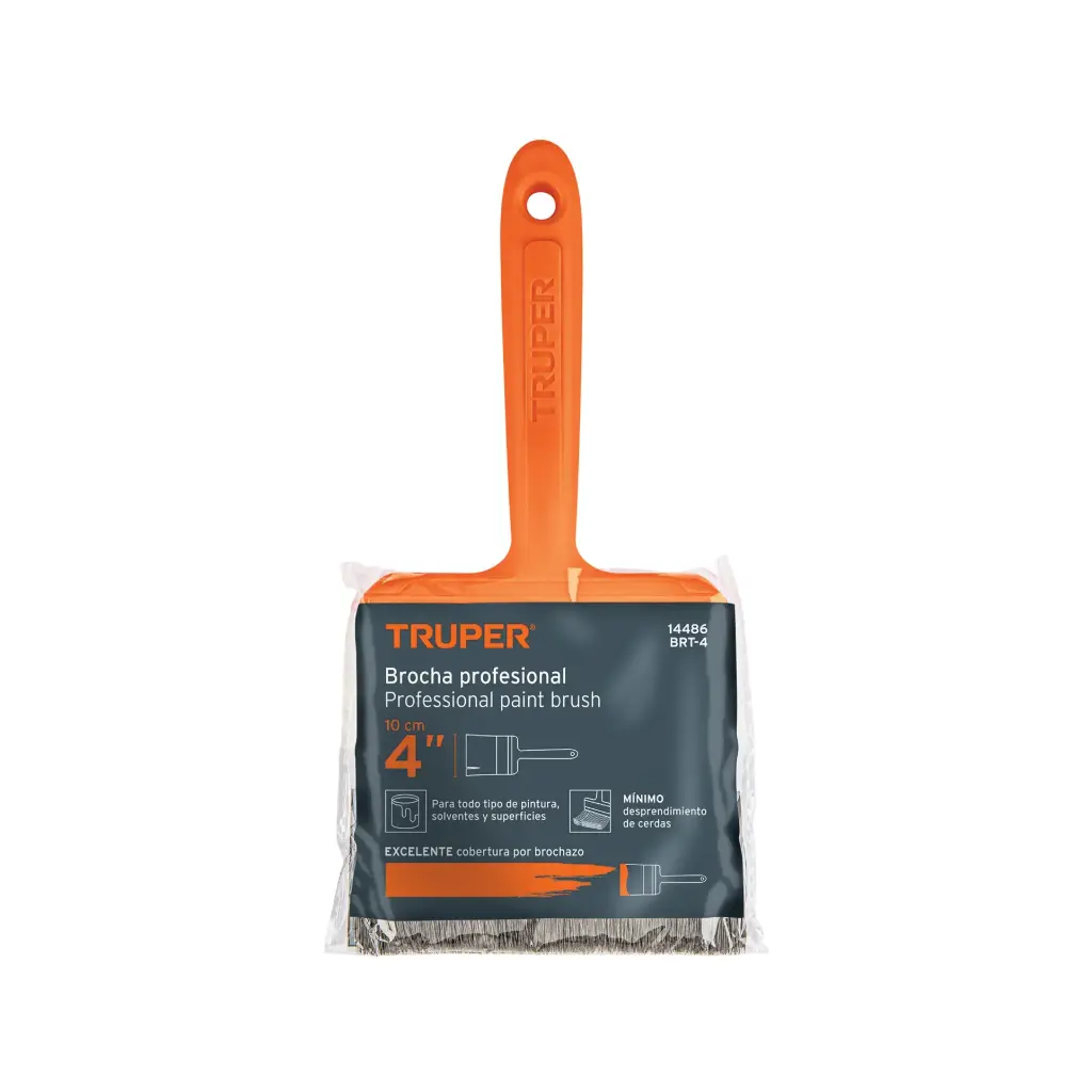 Brocha profesional mango plastico 100% cerda natural 4", Truper