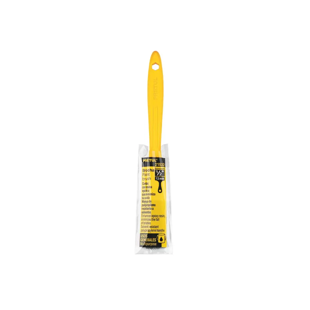 [21532] Brocha usos generales mango plastico 100% cerda natural 1/2", Pretul