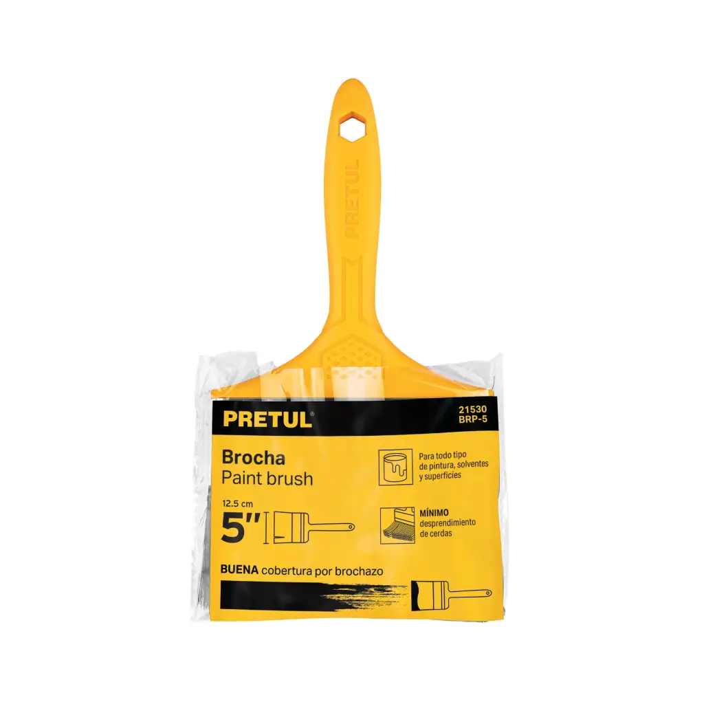 Brocha usos generales mango plastico 100% cerda natural  5", Pretul