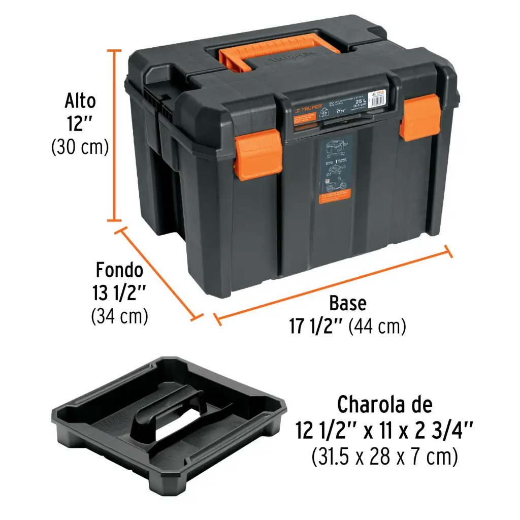 Caja para herramienta, profunda de 17"x12" (44x34x12 cm), Truper