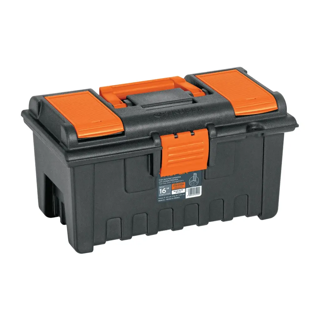 Caja plástica 16" con compartimentos, Truper