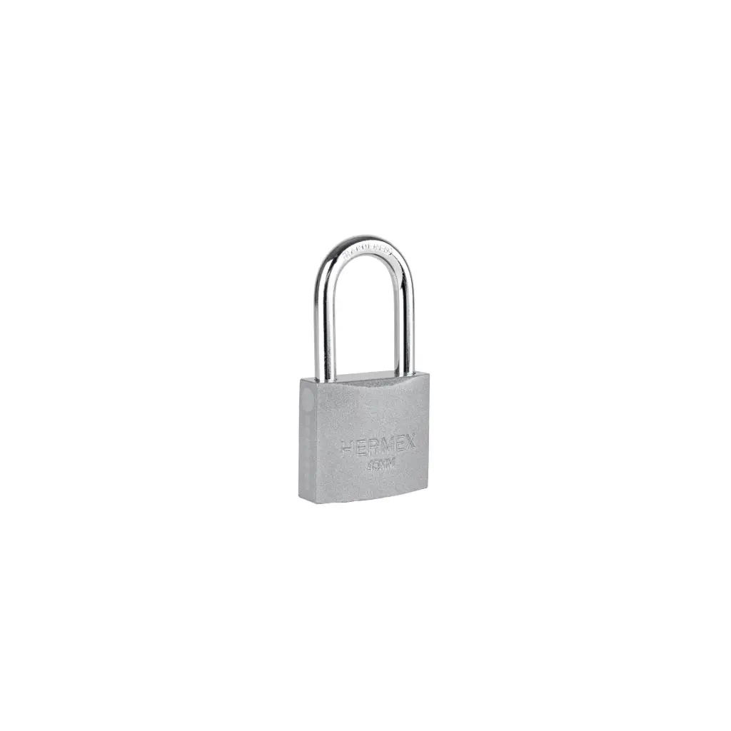 [43324] Candado de hierro 45 mm arco largo en caja, Hermex