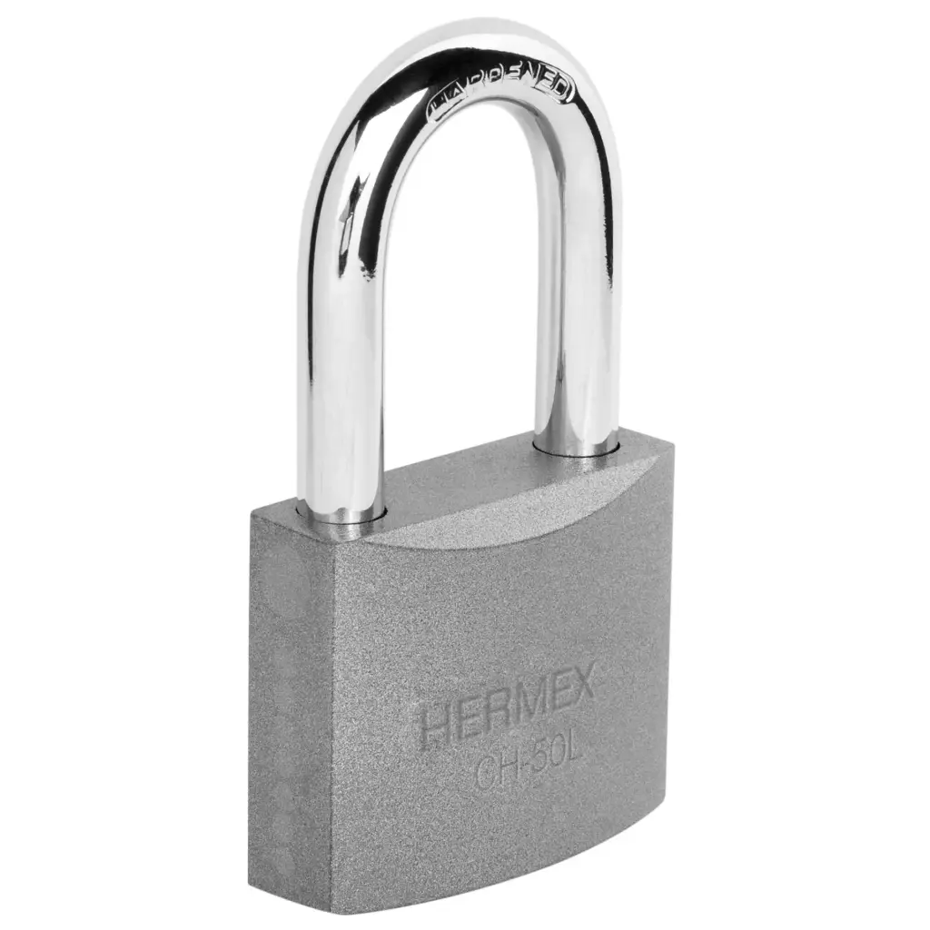 [43325] Candado de hierro 50 mm arco largo en caja, Hermex