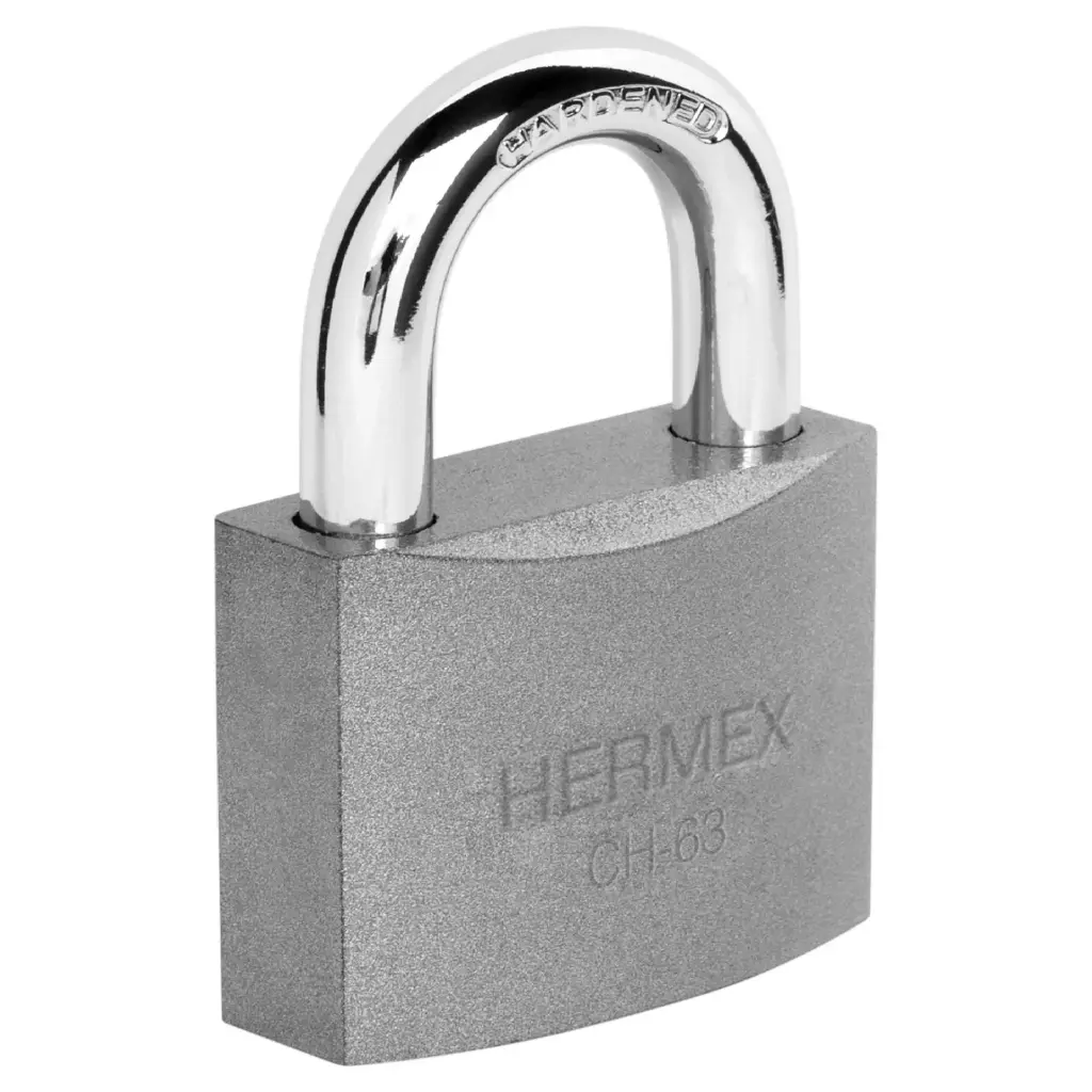 [43801] Candado de hierro 63 mm arco normal en caja, Hermex