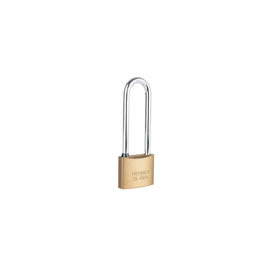 [43441] Candado de latón 40 mm arco extra largo, en blíster, Hermex