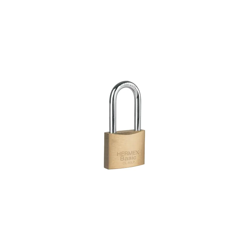 [23517] Candado de latón 40 mm arco largo, en blíster, Hermex Basic