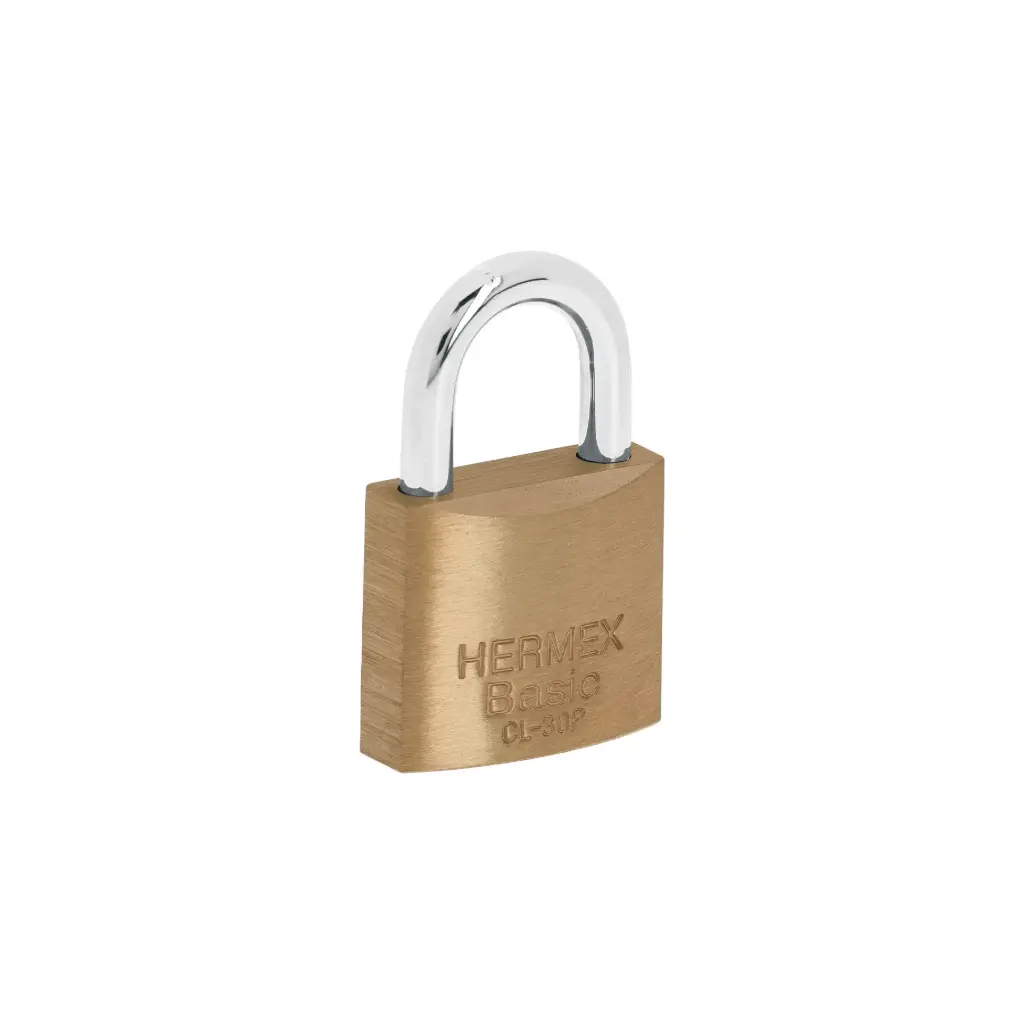 [23514] Candado de latón 30 mm arco normal, en blíster, Hermex Basic