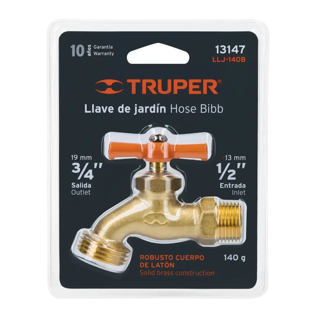 Caño para jardin, de laton 1/2", 140g, en blister, Truper