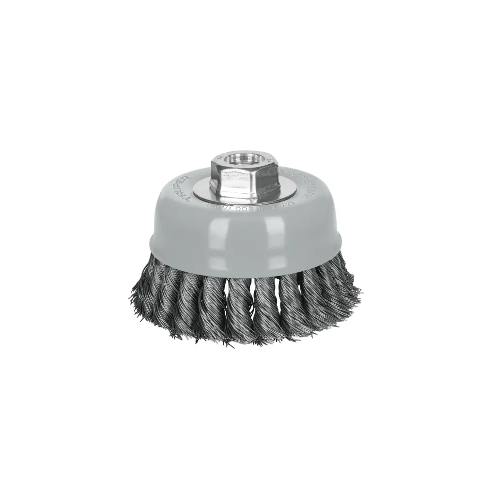 Carda de copa, alambre trenzado fino, 4", Multi rosca, Truper