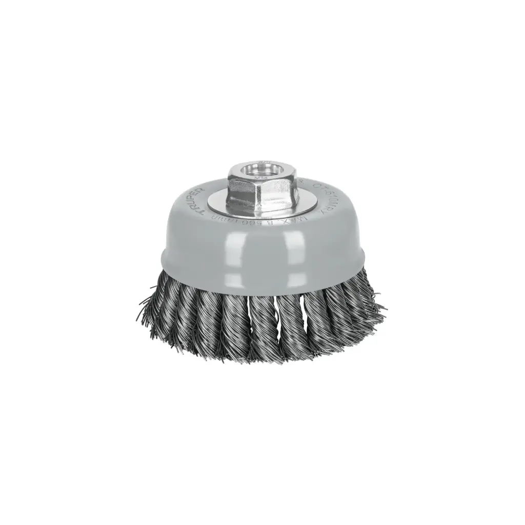 Carda de copa, alambre trenzado grueso , 4", Multi rosca, Truper