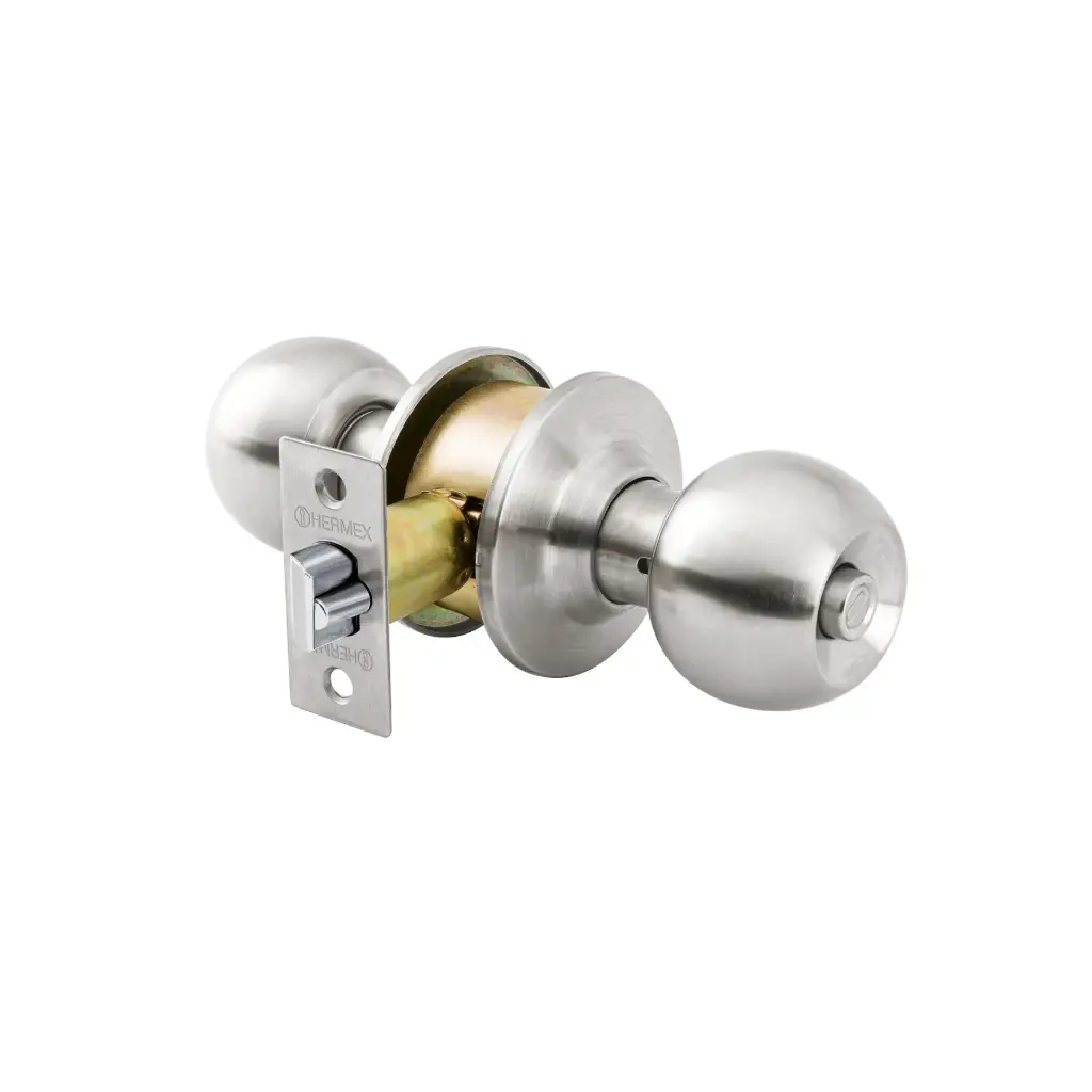 [43464] Cerradura tipo esfera para recámara, cromo mate, Hermex