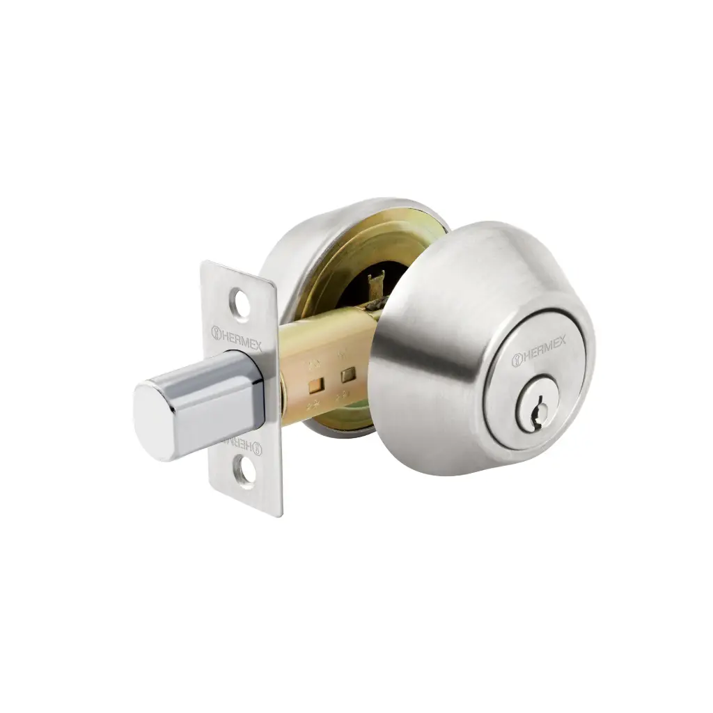 [23611] CERO-32P Cerrojo cromo mate, llave-llave, Hermex Basic