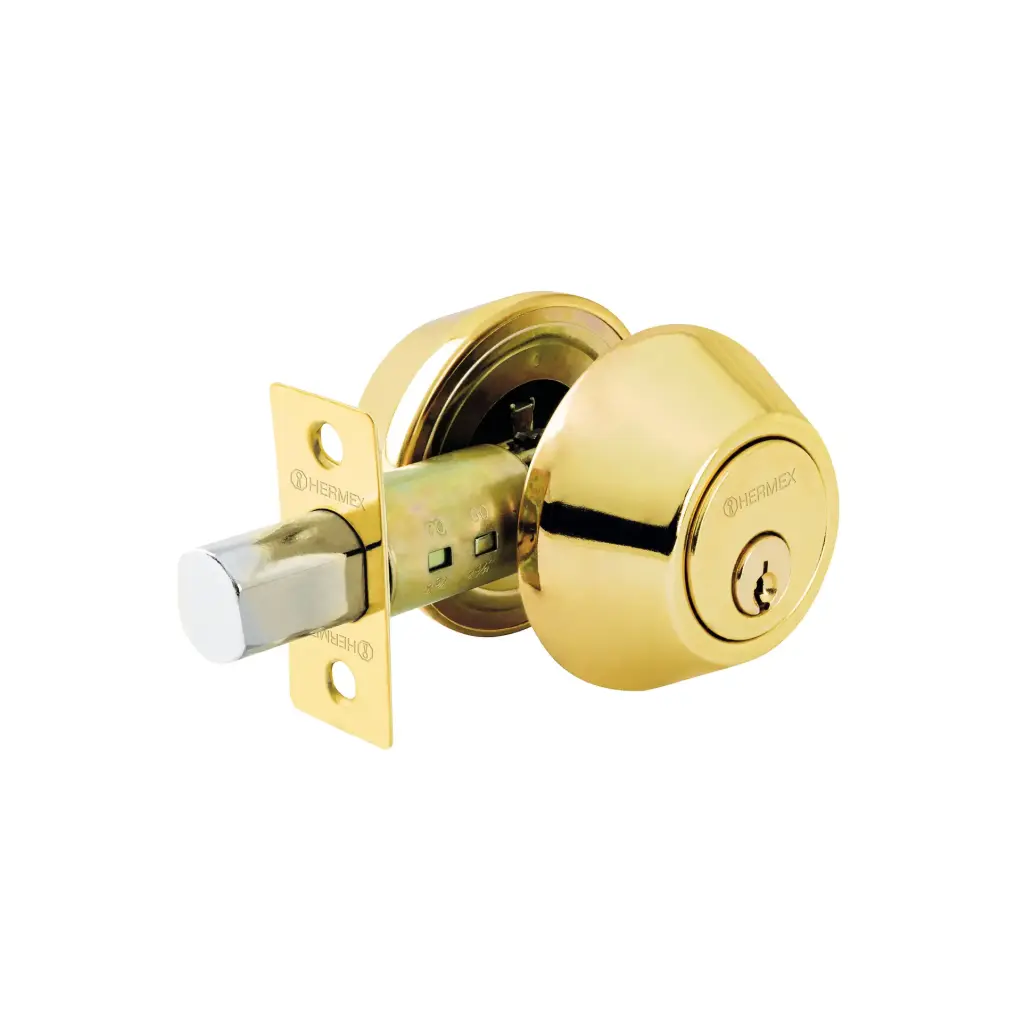 [23610] CERO-12P Cerrojo latón brillante, llave-llave, Hermex Basic