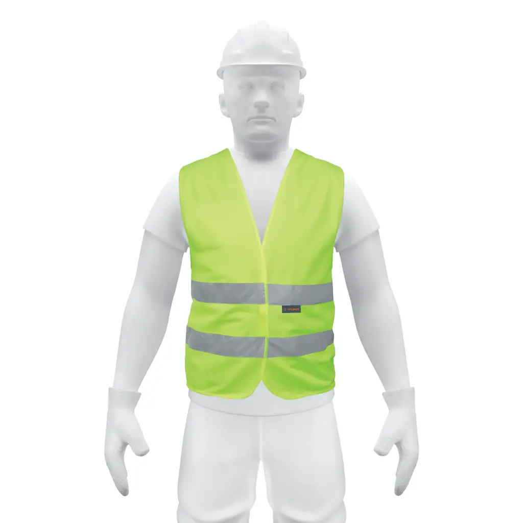 [14425] Chaleco de seguridad verde con cintas de alta visibilidad