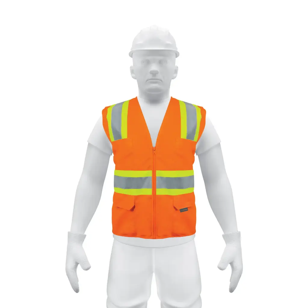 [13475] Chaleco de seguridad naranja max visibilidad y 6 bolsas