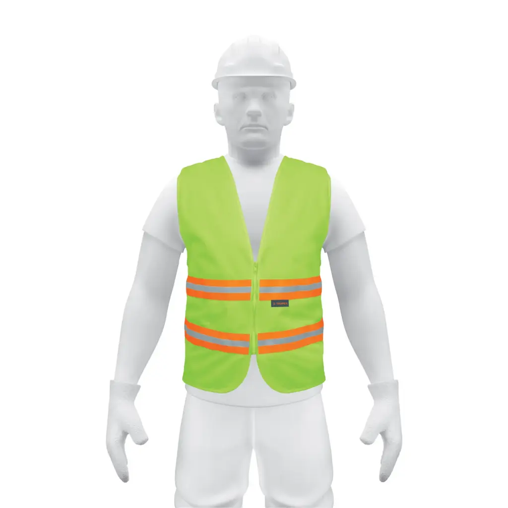 [13474] Chaleco de seguridad verde alta visibilidad con cierre