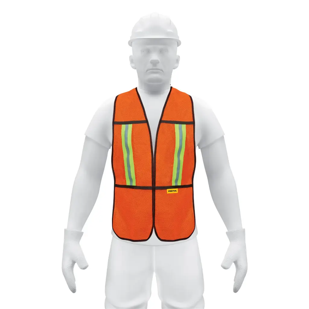 [21025] Chaleco de seguridad con cintas reflejantes, naranja, Pretul
