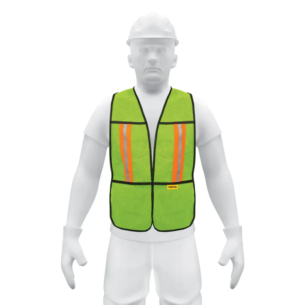 [21026] Chaleco de seguridad con cintas reflejantes, verde, Pretul