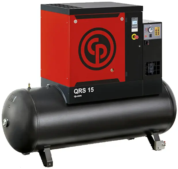 Compresor QRS 15 HP 125 DRY TM 56CFM 125PSIG 208-230-460V 60Hz 1586 Caudal L/min Incluye Secador 500(L) Capacidad tanque, Chicago Pneumatic