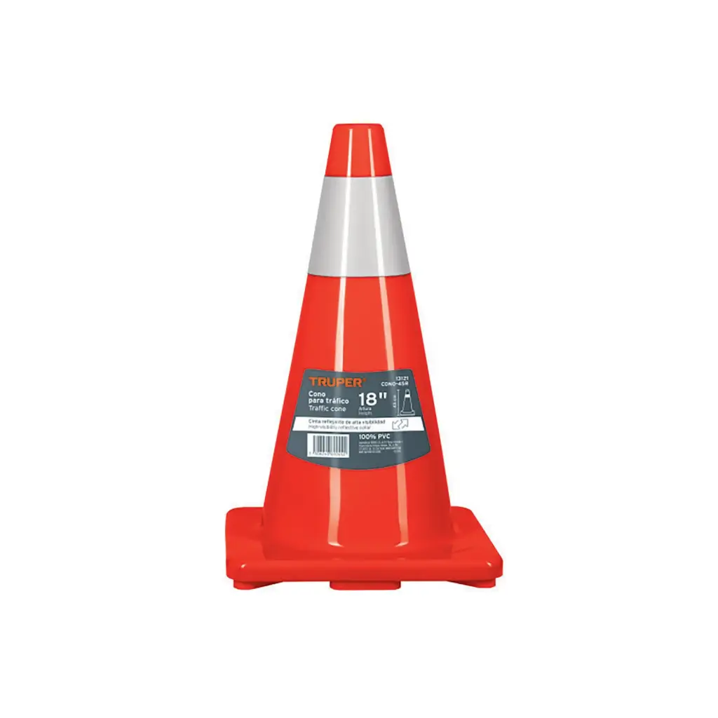 [13121] Cono de precaución de 45 cm de PVC con reflejante, Truper