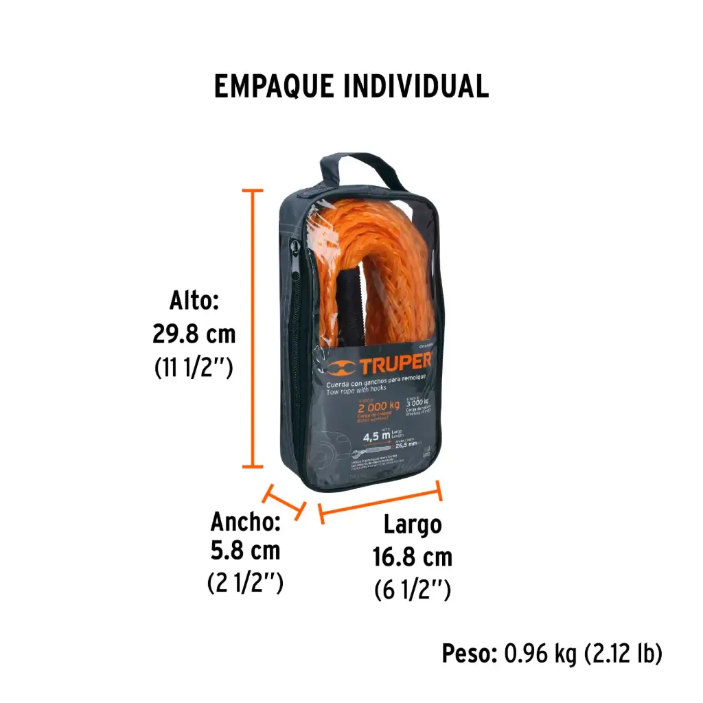 [18346] Soga para remolque con ganchos 7/8" x 4.5 m, Truper