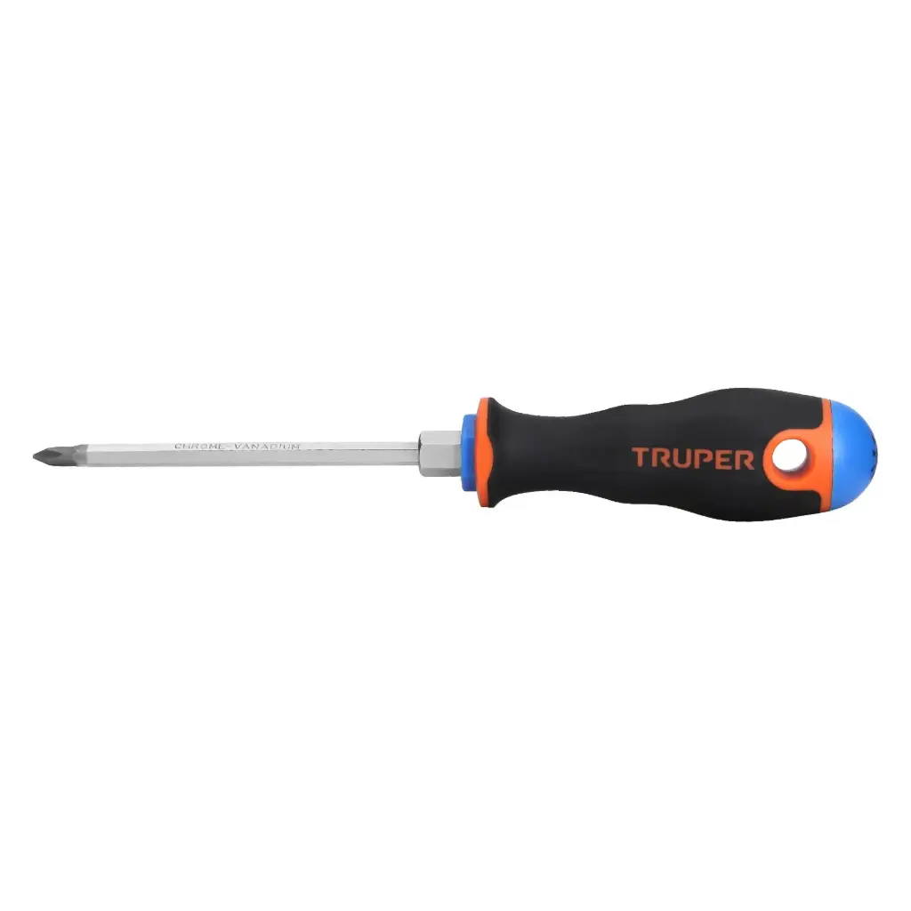 [100836] Desarmador de cruz 3/16" x 4" mango Comfort Grip, Truper