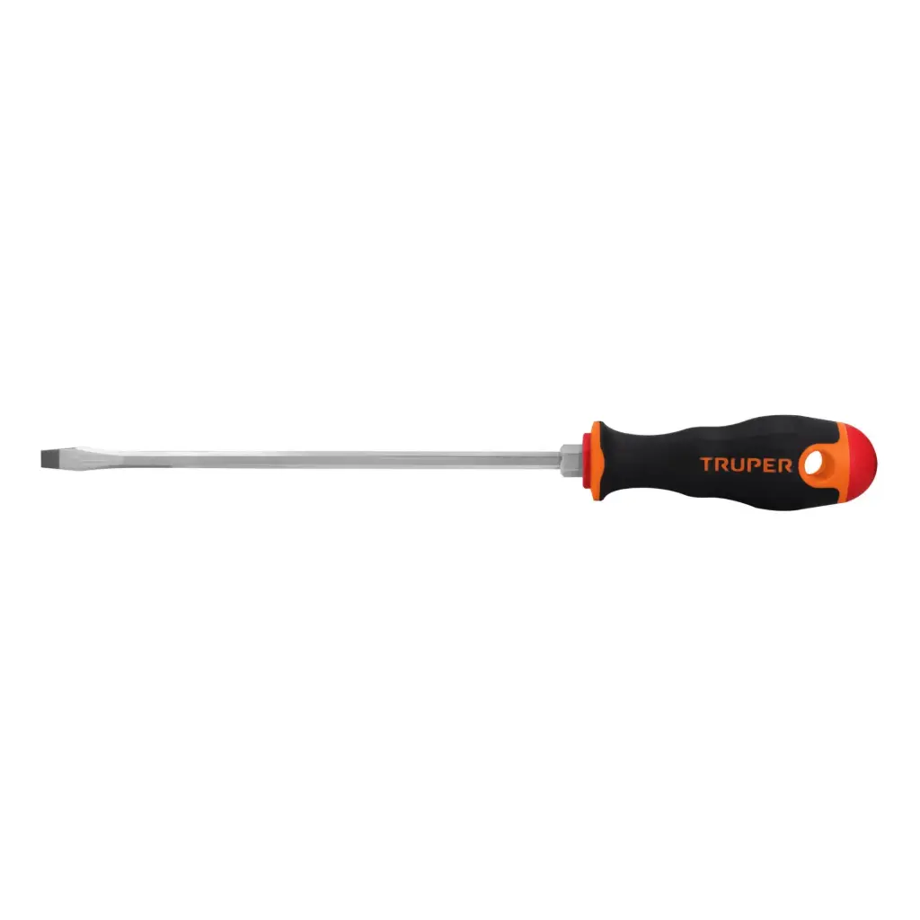 [100833] Desarmador plano 1/4" x 8" mango Comfort Grip, Truper