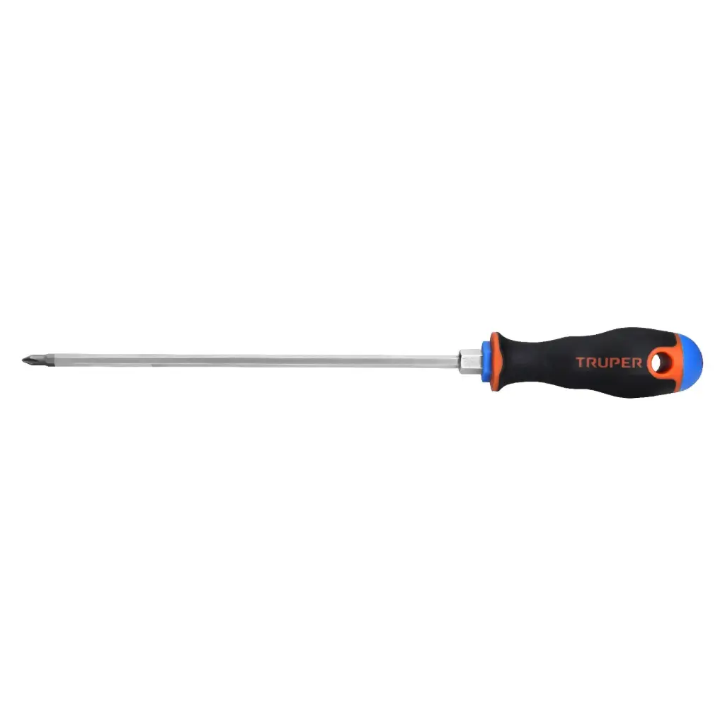 Desarmador de cruz 3/16" x 8" mango Comfort Grip, Truper