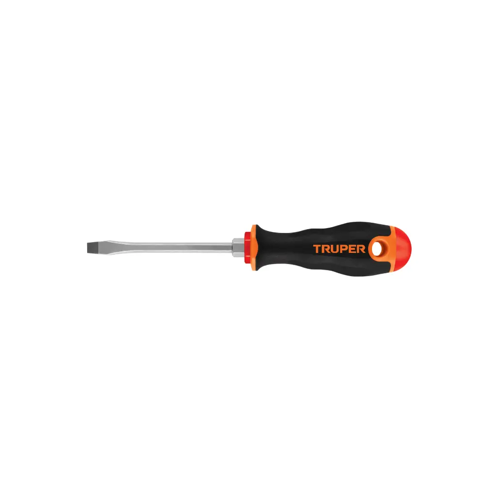 Desarmador plano 1/4" x 4" mango Comfort Grip, Truper