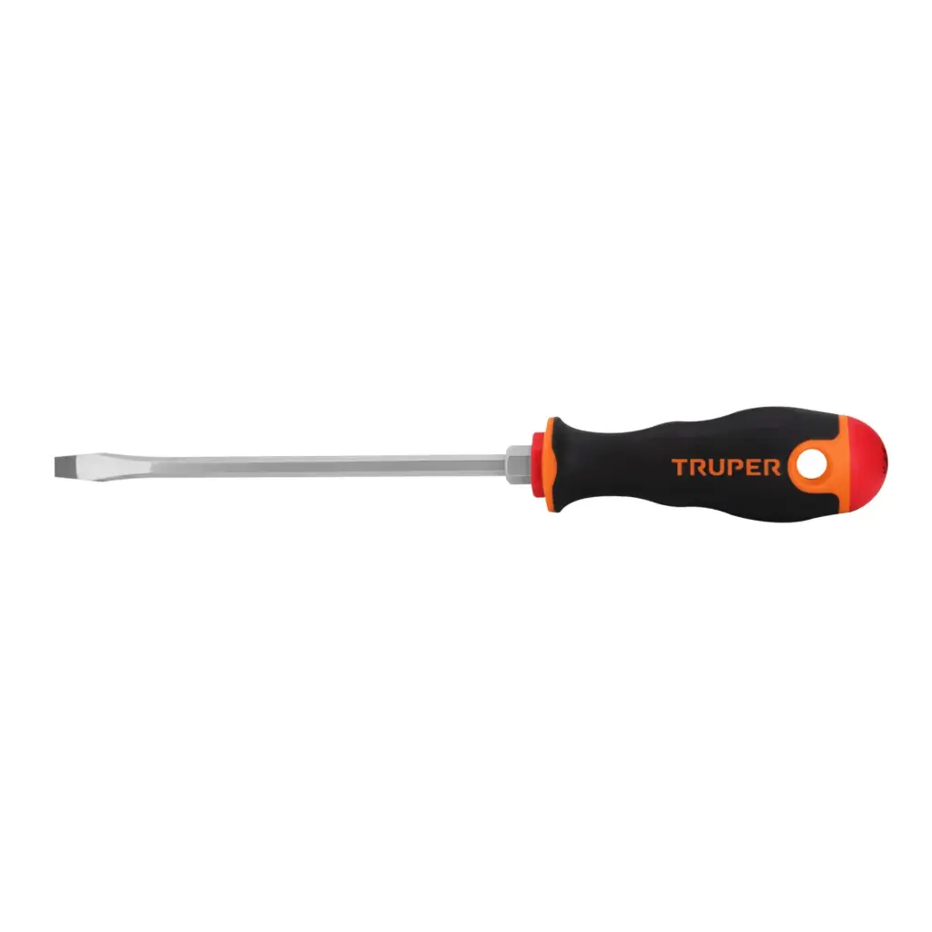 [14000] Desarmador plano 1/4" x 6" mango Comfort Grip, Truper