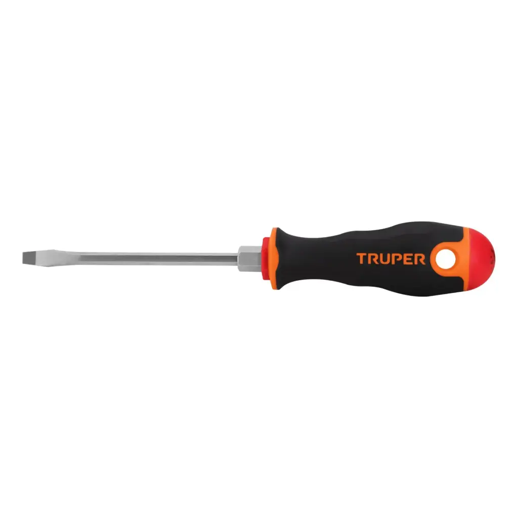 [13992] Desarmador plano 3/16" x 4" mango Comfort Grip, Truper