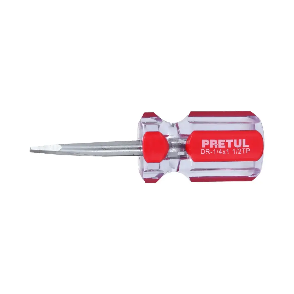 Desarmador plano 1/4 x 1-1/2" mango de PVC, Pretul