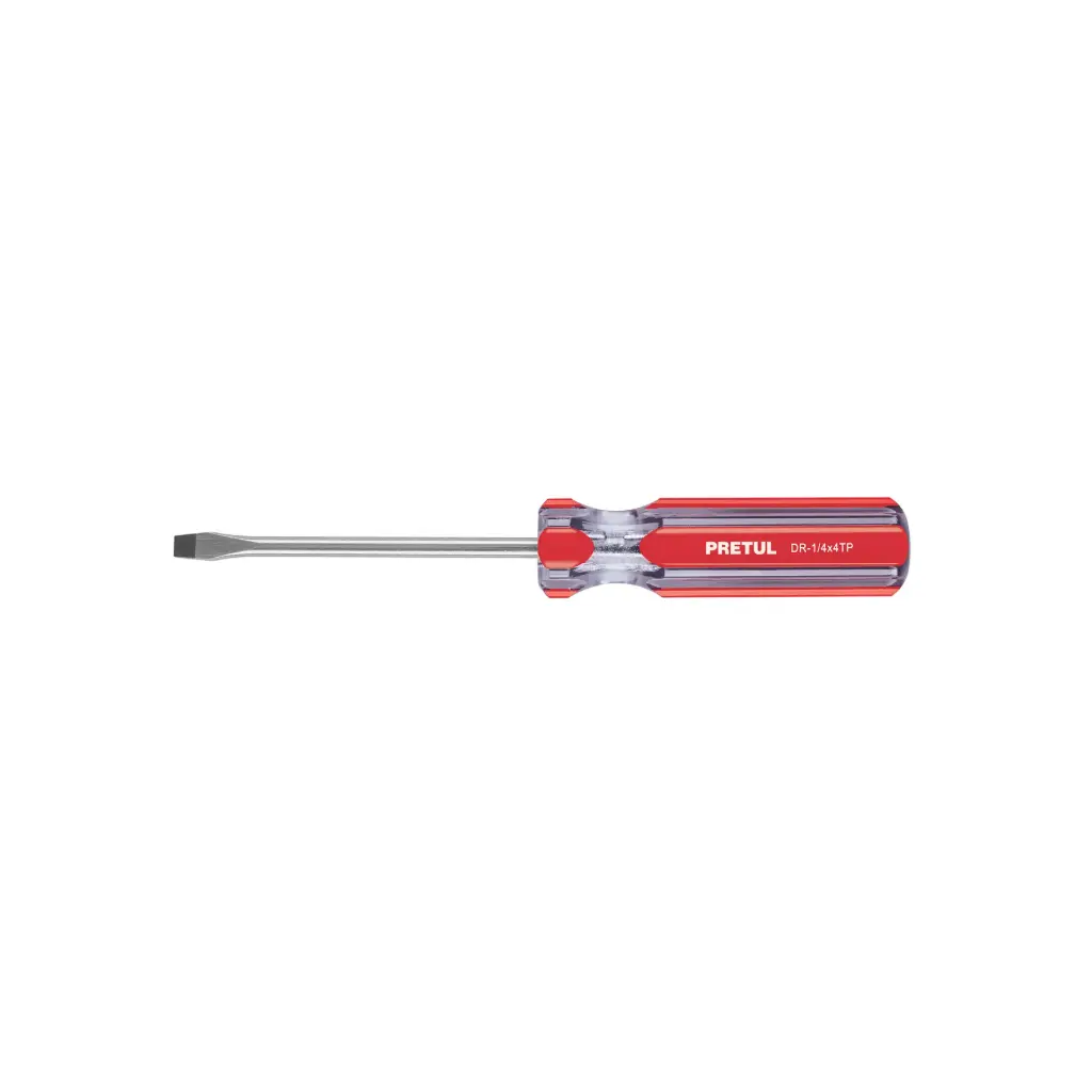 Desarmador plano 1/4 x 4" mango de PVC, Pretul