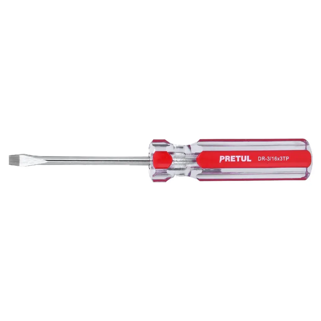 Desarmador plano 3/16 x 3" mango de PVC, Pretul